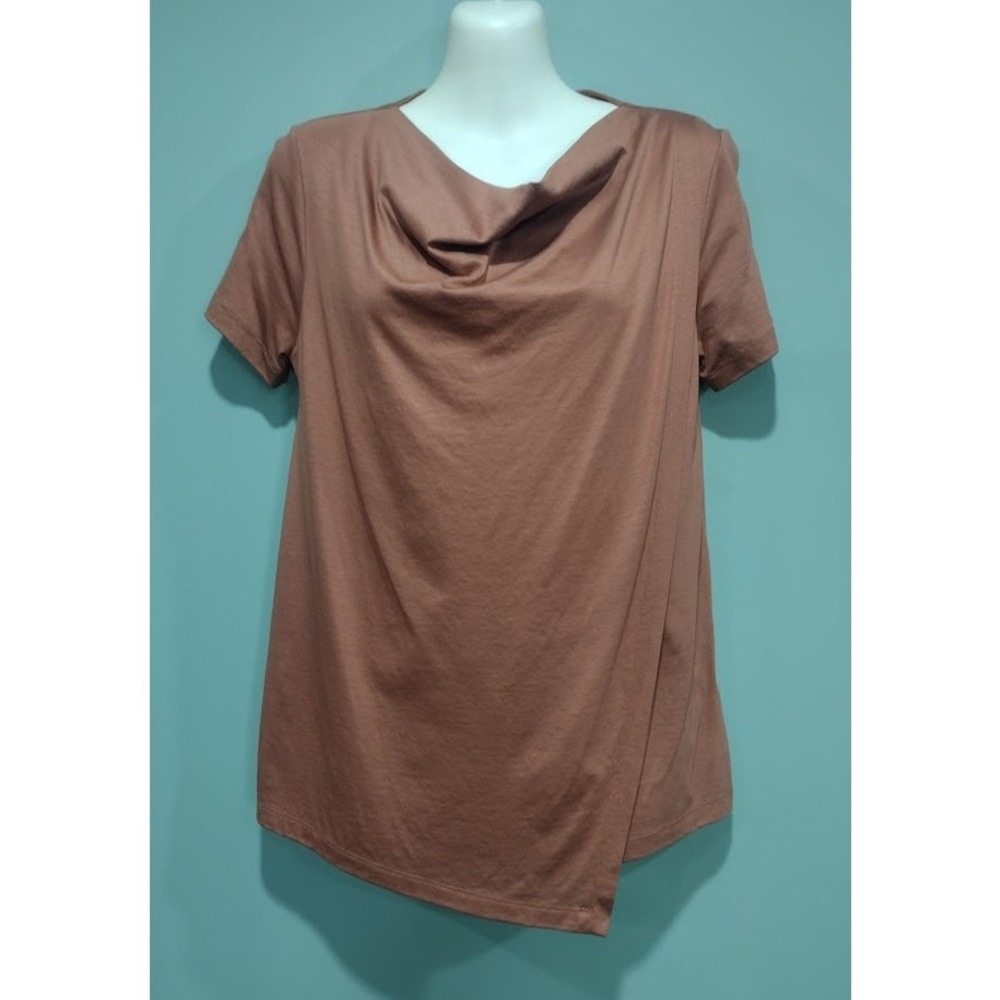 COS Short Sleeve Drape Front Top with Draped‎ Neck, Copper, Sz XS